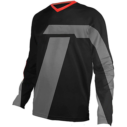 

21Grams Men's Long Sleeve Cycling Jersey Downhill Jersey Dirt Bike Jersey 100% Polyester Black / Orange Black / Green Bike Jersey Top Mountain Bike MTB Road Bike Cycling UV Resistant Breathable Quick