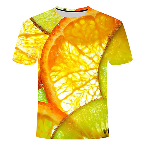 

Men's Daily Going out Basic T-shirt - 3D / Fruit / Visual Deception Print Yellow