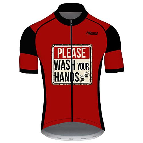 

21Grams Men's Short Sleeve Cycling Jersey 100% Polyester Black / Red Novelty Bike Jersey Top Mountain Bike MTB Road Bike Cycling UV Resistant Breathable Quick Dry Sports Clothing Apparel / Stretchy