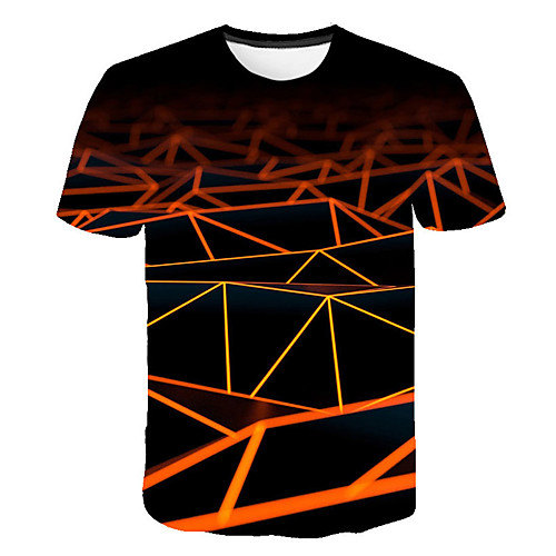 

Men's Daily Sports Street chic / Exaggerated T-shirt - Geometric / 3D / Flame Print Rainbow