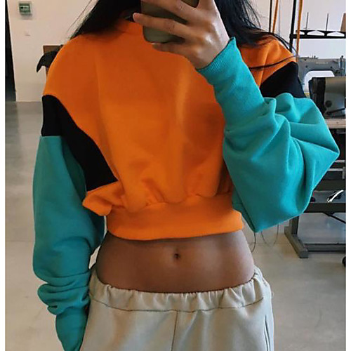 

Women's Casual Sweatshirt - Color Block Orange S