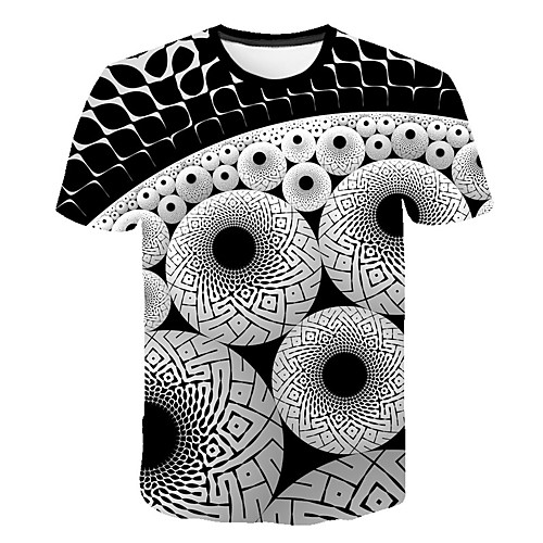 

Men's Daily Sports Street chic / Exaggerated T-shirt - Geometric / Color Block / 3D Print Rainbow