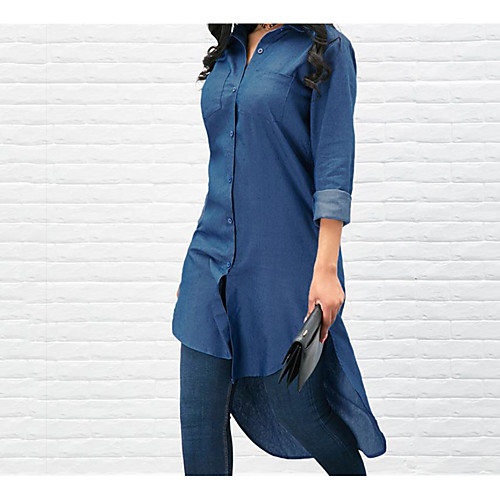 

Women's Daily Shirt - Solid Colored Blue