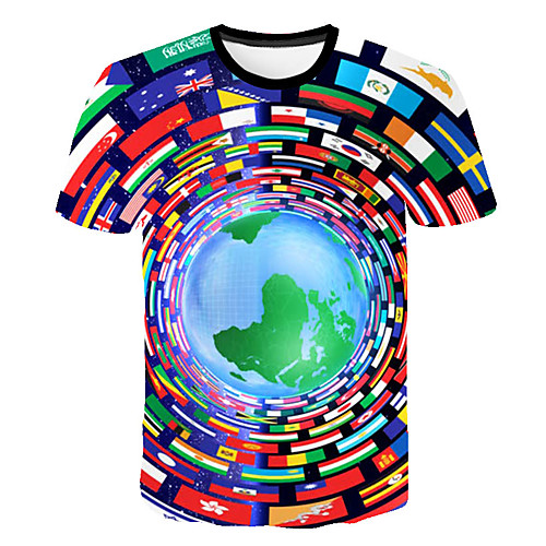 

Men's Daily Sports Basic / Exaggerated T-shirt - Color Block / 3D Print Rainbow