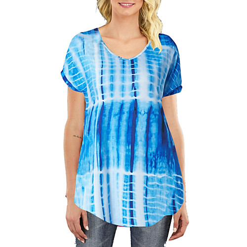 

Women's Daily T-shirt - Color Block Blue