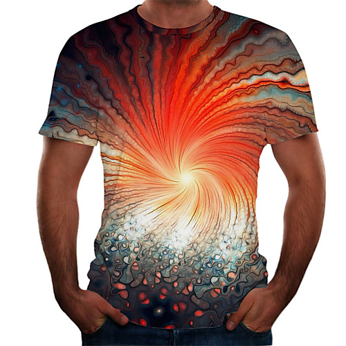 

Men's Daily Basic T-shirt - Color Block / 3D Print Rainbow