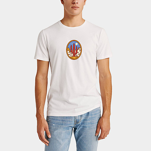 

Men's Daily Sports Business / Basic T-shirt - Rainbow / Scenery Black & White, Print Black