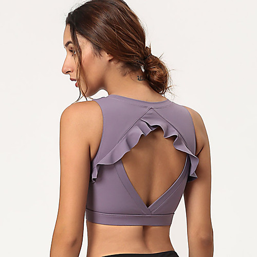 

Women's Bra Top Cut Out Removable Pad Solid Color Dark Pink Purple Pink Light Blue Elastane Yoga Running Fitness Top Sport Activewear Breathable Comfort Quick Dry High Elasticity