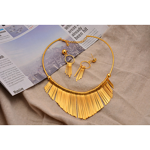 

Women's Jewelry Set Classic Tassel Trendy Ethnic Fashion Gold Plated Earrings Jewelry Gold For Christmas Wedding Gift Street Festival 1 set