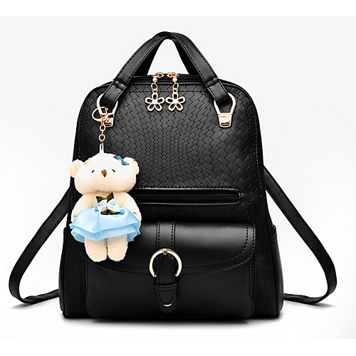 

Large Capacity PU Zipper Commuter Backpack Solid Color Daily Wine / Blushing Pink / Sky Blue