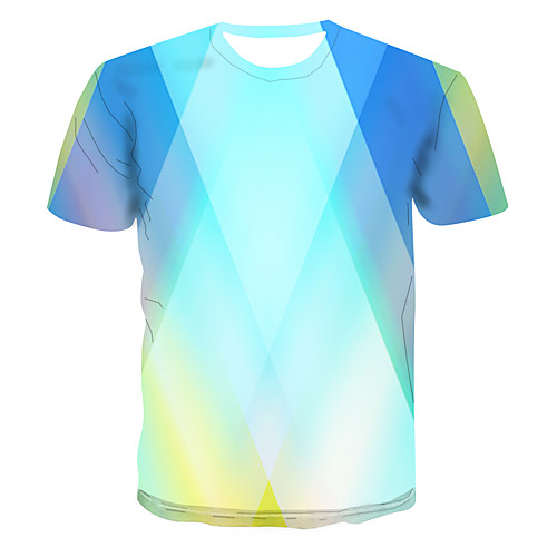 

Men's Club Weekend Street chic / Punk & Gothic T-shirt - Color Block / 3D / Graphic Print Light Blue