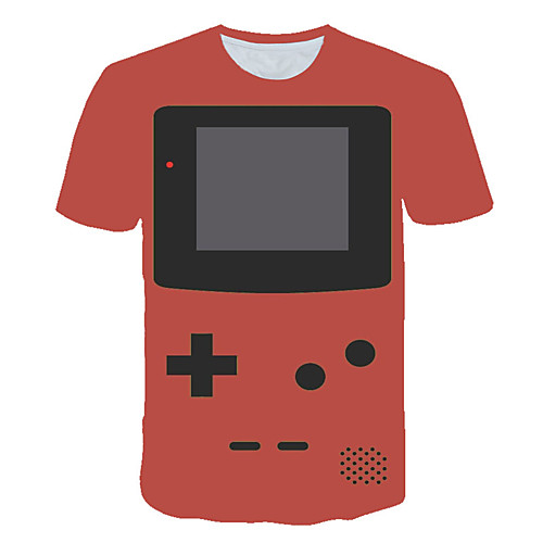 

Men's Daily Sports Street chic / Exaggerated T-shirt - Geometric / 3D / Machine Print Light Brown