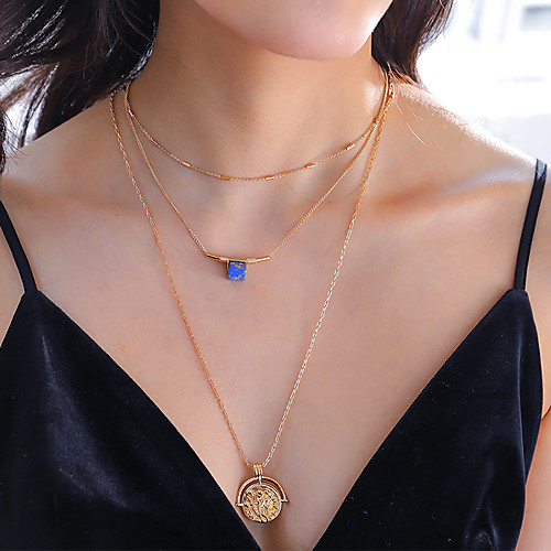 

Women's Pendant Necklace Necklace Layered Necklace Stacking Stackable Lucky Simple Classic Vintage Trendy Chrome Stone Gold 60 cm Necklace Jewelry 1pc For Street Beach Festival