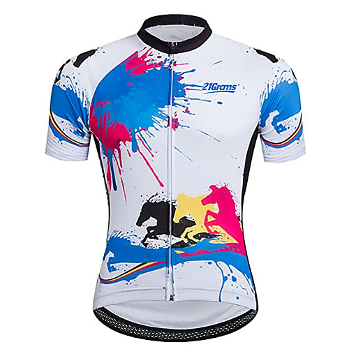 

21Grams Men's Short Sleeve Cycling Jersey Blue / White Novelty Animal Bike Jersey Top Mountain Bike MTB Road Bike Cycling UV Resistant Breathable Quick Dry Sports Clothing Apparel / Stretchy