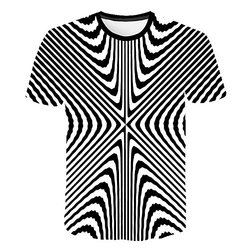 

Men's Daily Sports Street chic / Exaggerated T-shirt - Striped / Geometric / 3D Print Black