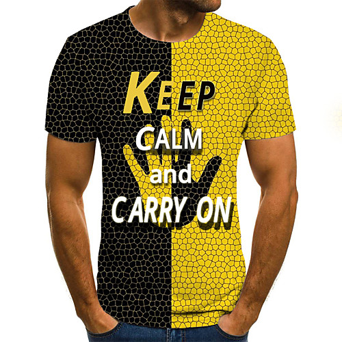 

Men's Daily Weekend Basic T-shirt - Color Block / 3D / Letter YellowKeep Clam And Carry On Keep Calm and Carry on