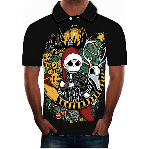 

Men's Daily Going out Street chic / Exaggerated Polo - Color Block / 3D / Graphic Black