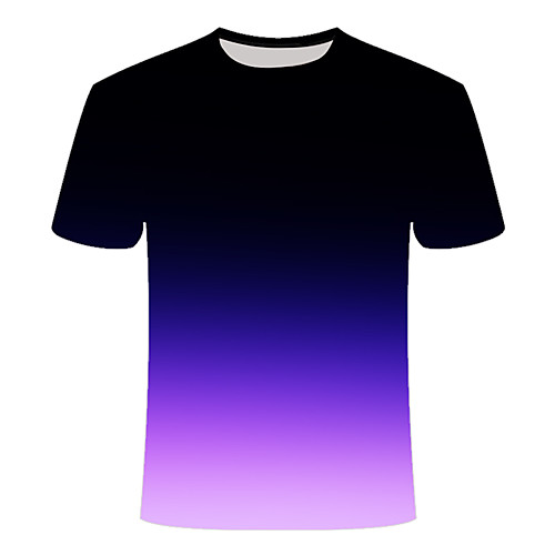 

Men's Daily Going out Basic T-shirt - Color Block / 3D Print Black