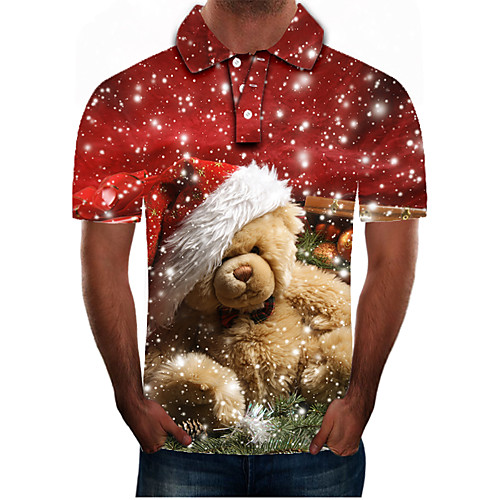 

Men's Daily Going out Street chic / Exaggerated Polo - Color Block / 3D / Graphic Red