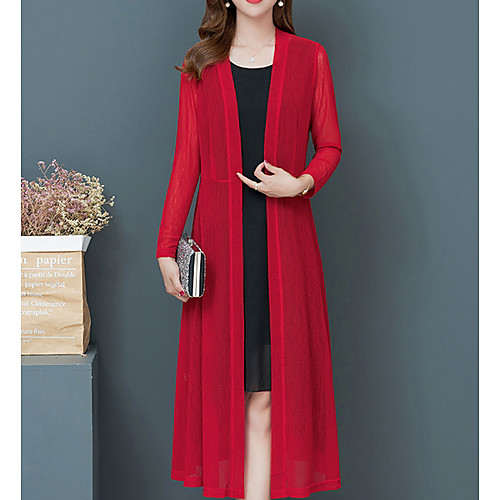 

Women's Solid Colored Long Sleeve Cardigan Sweater Jumper, V Neck Black / Wine / Fuchsia XL / XXL / XXXL