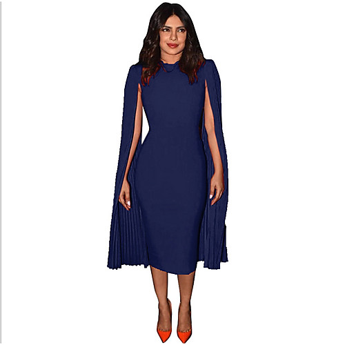 

Women's Blushing Pink Blue Dress Sheath Solid Color S M