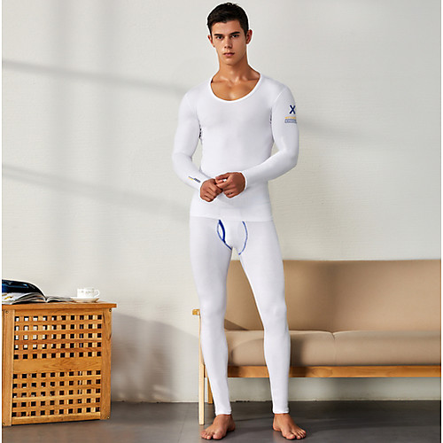 

Compression Gym Men's Normal Cotton Sexy Long Johns Solid Colored Mid Waist