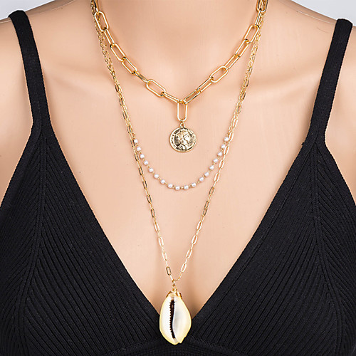 

Women's Pendant Necklace Necklace Layered Necklace Stacking Stackable Shell Classic Vintage Trendy Fashion Pearl Chrome Shell Gold 60 cm Necklace Jewelry 1pc For Anniversary Street Birthday Party