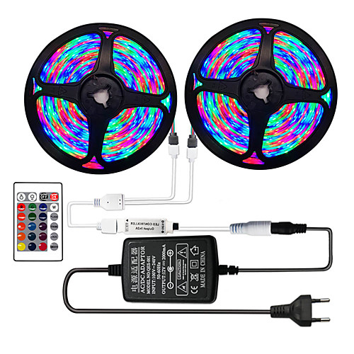 

2x5M Flexible Tiktok LED Strip Lights RGB Strip Lights Remote Controls 540 LEDs SMD3528 8mm 1 24Keys Remote Controller 1 x 2A power adapter 1 set RGB Change Christmas New Year's Indoor Decorativ