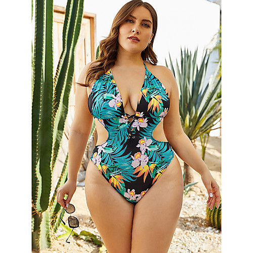 

Women's Green One-piece Swimwear Swimsuit - Geometric 2XL 3XL XXXXL Green