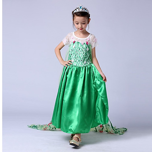 

Princess Elsa Vintage Dress Party Costume Girls' Costume Green / Blue / LightBlue Vintage Cosplay Sleeveless Long Length