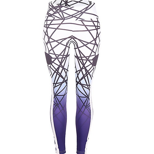 

Women's Basic Legging - Geometric, Print Mid Waist Purple White S M L