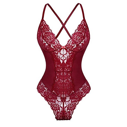 

Women's Lace Teddy Nightwear Solid Colored Wine White Black S M L