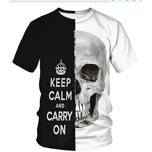 

Men's Daily T-shirt - Skull Black Keep Calm and Carry on