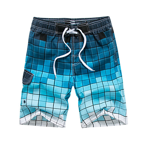 

Men's Sporty Basic Green Blue Gray Swim Trunk Beach board shorts Swimwear Swimsuit - Color Block Lace up Print M L XL Green