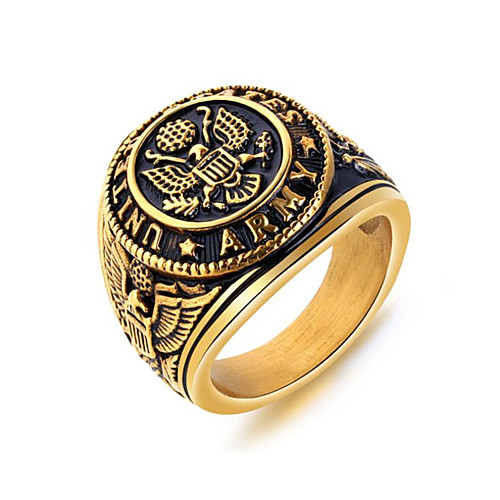 

Men's Ring 1pc Gold Silver Titanium Steel Round Punk Gift Festival Jewelry Classic Eagle