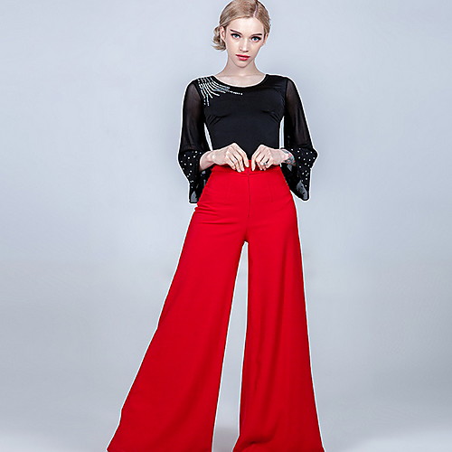 

Ballroom Dance Club Costume Women's Performance Poly&Cotton Blend Side Draping Pants