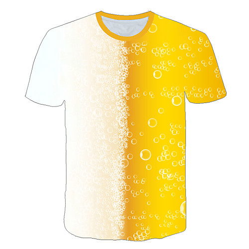 

Men's Daily Sports Basic / Exaggerated T-shirt - Color Block / 3D / Beer Print Rainbow
