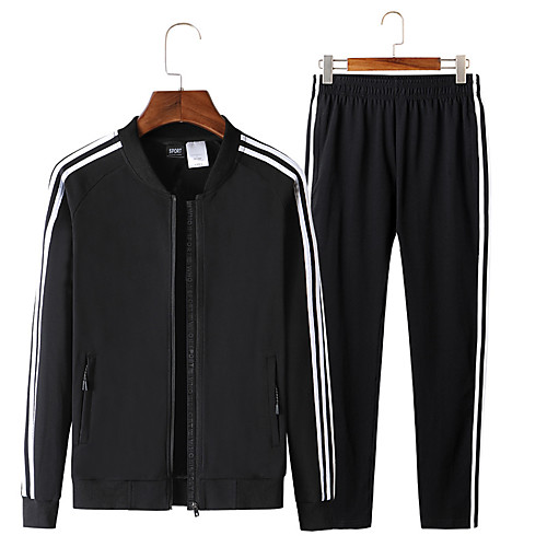 

Men's 2-Piece Full Zip Cotton Tracksuit Sweatsuit Jogging Suit 2pcs Winter Mandarin Collar Running Fitness Jogging Thermal / Warm Breathable Soft Sportswear Athletic Clothing Set Long Sleeve