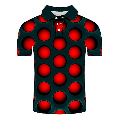 

Men's Daily Going out Basic / Exaggerated Polo - Color Block / 3D / Graphic Red