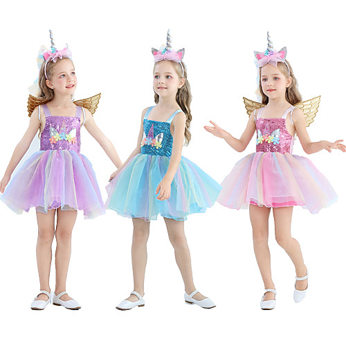 

Unicorn Dress Girls' Movie Cosplay Cosplay Costume Party Purple / Blue / Pink Dress Tulle Sequin Polyster