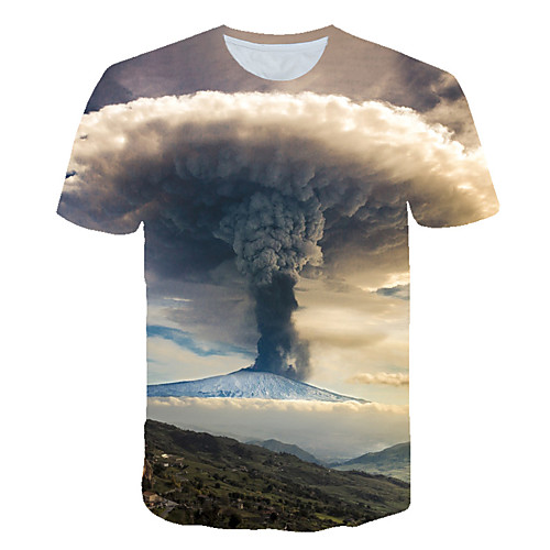 

Men's Daily Sports Street chic / Exaggerated T-shirt - 3D / Scenery / Flame Print Rainbow
