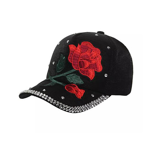 

Women's Basic Polyester Baseball Cap-Floral Print Fall Black