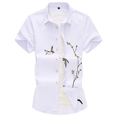 

Men's Daily Weekend Basic / Elegant Shirt - Floral / 3D / Solid Colored Black