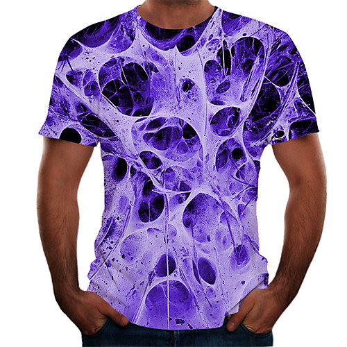 

Men's Daily Weekend Basic Plus Size T-shirt - Color Block / 3D Round Neck Purple / Short Sleeve