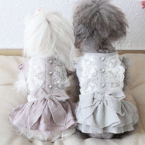 

Dog Costume Dress Dog Clothes Breathable Pink Green Gray Costume Beagle Bichon Frise Chihuahua Cotton Bowknot Lace Casual / Sporty Cute XS S M L XL