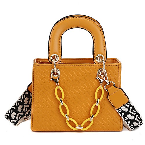 

Women's Zipper PU Top Handle Bag Solid Color Yellow / Blushing Pink / Red