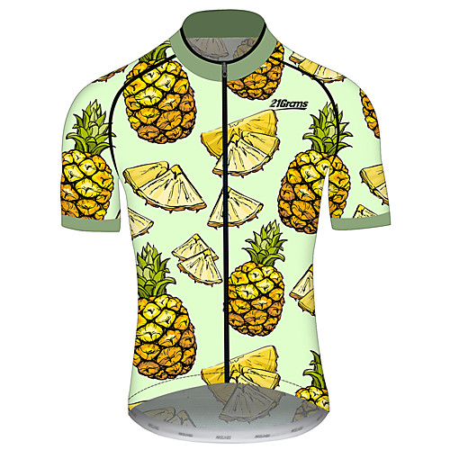 

21Grams Men's Short Sleeve Cycling Jersey 100% Polyester Forest Green Fruit Tropical Flowers Bike Jersey Top Mountain Bike MTB Road Bike Cycling UV Resistant Breathable Quick Dry Sports Clothing