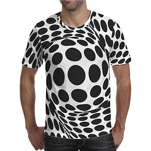 

Men's Holiday Going out Street chic / Exaggerated T-shirt - Geometric / Color Block / 3D Print Rainbow