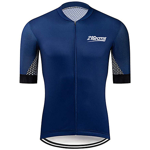 

21Grams Men's Short Sleeve Cycling Jersey 100% Polyester Black / Blue Polka Dot Bike Jersey Top Mountain Bike MTB Road Bike Cycling UV Resistant Breathable Quick Dry Sports Clothing Apparel