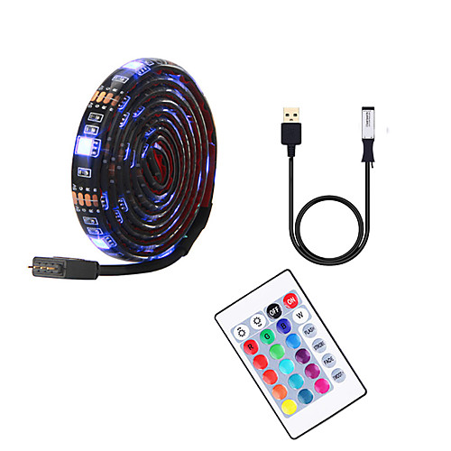 

5m TV Background Light Strip Flexible LED Light Strips / RGB Strip Lights 150 LEDs SMD5050 10mm 1 24Keys Remote Controller 1 set Multi Color Waterproof / USB / Self-adhesive 5 V